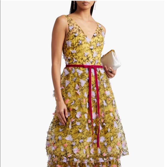 Marchesa Dresses & Skirts - Perfect for fall or spring wedding season mustard/ burgundy/ fuchsia velvet bow